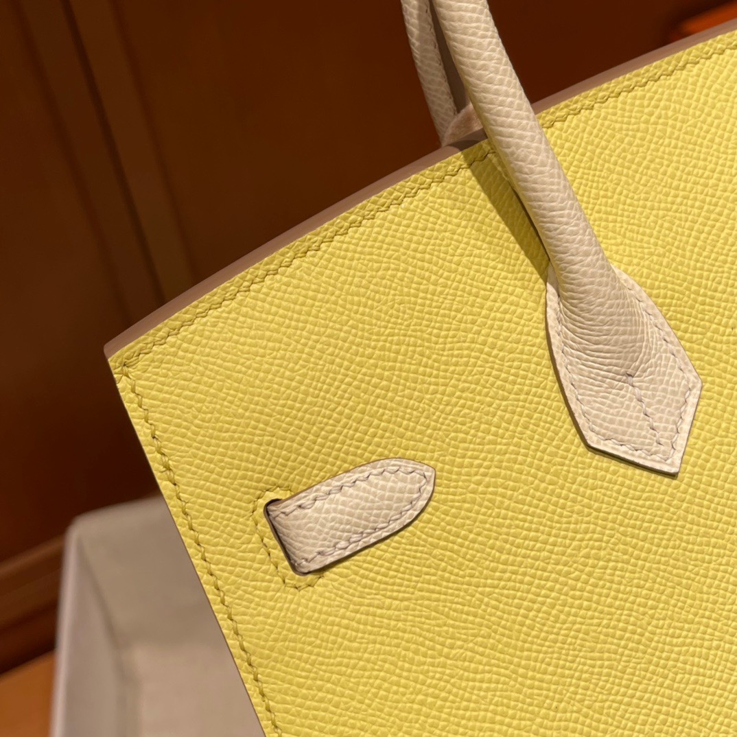 에르메스 버킨백25 라이트옐로우 화이트 금장 앱송